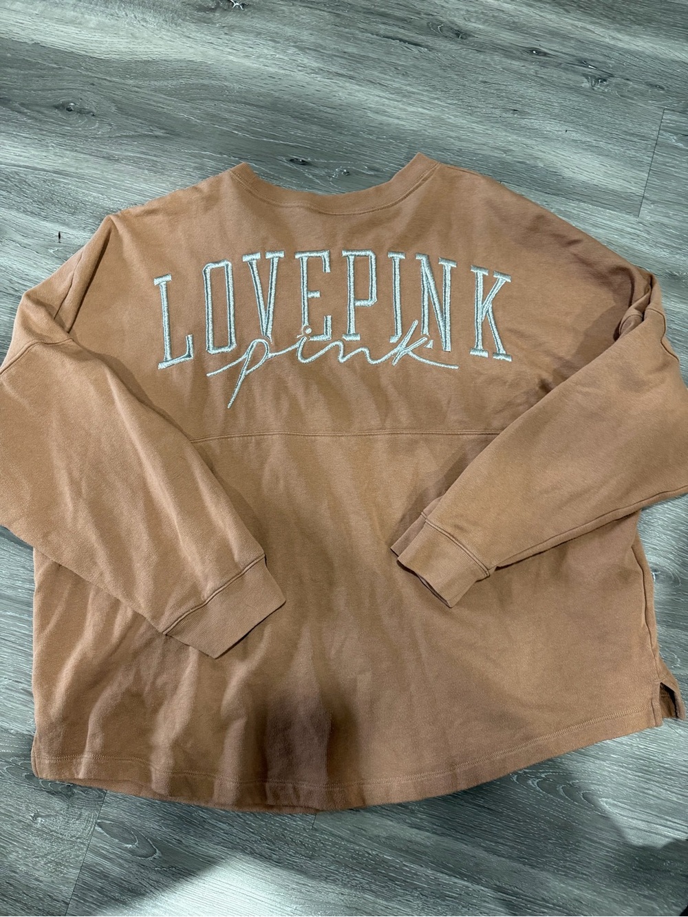 LOVE PINK Embroidered Pullover Sweatshirt - Brown